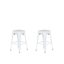 Trendy Barhocker 2er Set Weiß Metall 60 cm Industriell