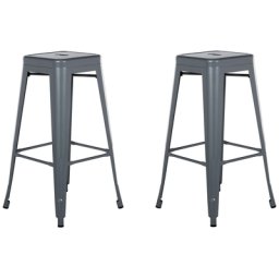 Trendy Barhocker 2er Set Grau Metall 76 cm Industriell