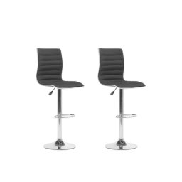 Trendy Barstuhl 2er Set Schwarz Metall höhenverstellbar Rückenlehne Minimalistisch