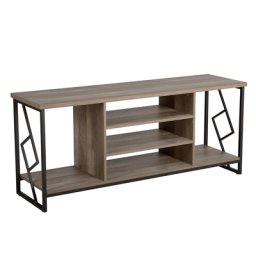 TV Möbel Dunkler Holzfarbton Spanplatte Metall 60 x 140 x 40 cm Modern Holzoptik Elegant Praktisch Viel Stauraum Multifunktional Wohnzimmer