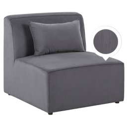 Mittelstück für Sofa Grau Polsterbezug aus Cord mit Rückenlehne Modernes Retro Design Wohn- und Arbeitszimmer Flur Diele Salon Möbel