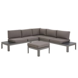 Lounge Set Grau 5-Sitzer Polyester Aluminium inkl. Auflagen mit Hocker Garten/Terrassemöbel Outdoor Modernes Design
