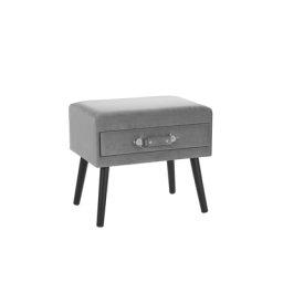 Nachttisch Grau Samtstoff Kiefernholz 46 x 50 x 35 cm Modern Lustig Koffer Optik Schlafzimmer