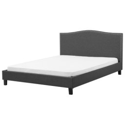 Polsterbett Leinenoptik Grau Lattenrost 180 x 200 cm Elegant