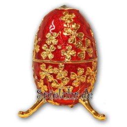 Schmuck- Ei Rot mit Spieluhr nach Faberge-Art aus emailiertem Metall