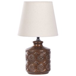Tischlampe Kupfer Keramik 35 cm mit beigem Schirm langes Kabel mit Schalter Wohnzimmer Medernes Design