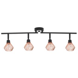 Deckenleuchte Schwarz Kupfer Metall 4-flammig mit Gitter bewegliche Arme Industrie Look Moderne Wandleuchte