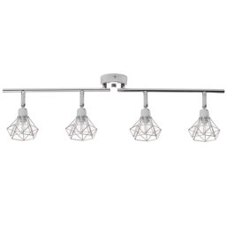 Deckenleuchte Silber Metall 4-flammig verstallbar Diamant Form Industrie Look Moderne Wandlampe