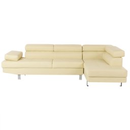 Ecksofa Beige Kunstleder L-Förmig Linksseitig Modern Wohnzimmer