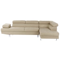 Ecksofa Beige Polsterbezug L-Förmig Linksseitig Traditionell Modern Wohnzimmer