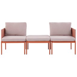 Lounge-Set Orange Aluminium Modular 3-teilig Stapelbar 2-Sitzer mit Couchtisch und Auflagen Modern Terrasse Garten Outdoor Möbel Ausstattung