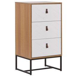 Moderne Kommode Heller Holzfarbton / Weiß 3 Schubladen MDF- Platte Metall für Schlafzimmer für Wohnzimmer