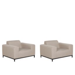 Sessel Beige / schwarzes Gestell Polsterbezug Indoor & Outdoor Wohnzimmer Salon Balkon Terrasse