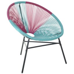 Balkonstuhl Türkis Rosa Polyrattan Spaghetti-Optik Modern Mexikanischer Stil Outdoor Balkon Terrasse Garten Möbel