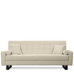 Schlafsofa MIDNIGHT - Schlafsofa, Bouclé Stoff in Himalaya Weiß & schwarzes Metall, B220