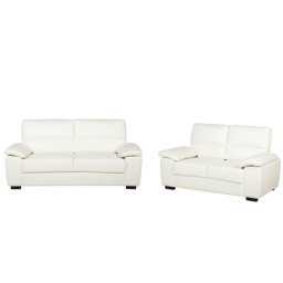 Sofa Set Beige Kunstleder Sitzgruppe Zeitgenössisch Wohnzimmer