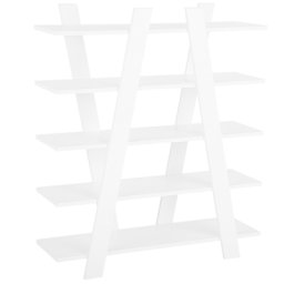 Bücherregal Weiß Faserplatte 116 x 100 x 33 cm Modern Skandinavischer Stil 5 Fächer Viel Stauraum Wohnzimmer