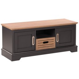 TV-Möbel Dunkelgrau Heller Holzfarbton Faserplatte MDF Platte Metall 50 x 120 x 40 cm Retro Modern Stil Holzoptik 2 Türe Praktisch Wohnzimmer