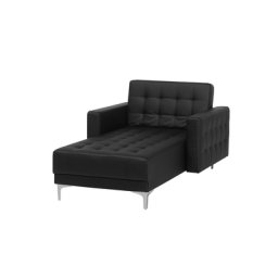 Chaiselongue Universal Schwarz Kunstleder Metallfüße Klassisch