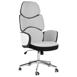 Bürostuhl Hellgrau u. Schwarz aus Stoff Höhenverstellbar Drehbar auf Rollen Bequemer Drehstuhl Modernes Design für Büro Home Office