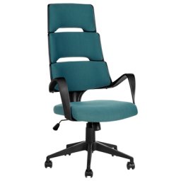 Bürostuhl Blaugrün u. Schwarz aus Stoff Höhenverstellbar Drehbar auf Rollen Bequemer Drehstuhl Modernes Design für Büro Home Office