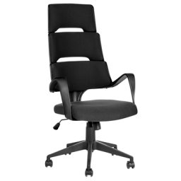 Bürostuhl Schwarz aus Stoff Höhenverstellbar Drehbar auf Rollen Bequemer Drehstuhl Modernes Design für Büro Home Office
