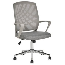 Bürostuhl Grau aus Stoff Höhenverstellbar Drehbar auf Rollen Bequemer Drehstuhl Modernes Design für Büro Home Office