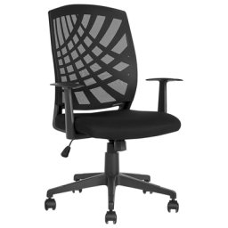 Bürostuhl Schwarz aus Stoff Höhenverstellbar Drehbar auf Rollen Bequemer Drehstuhl Modernes Design für Büro Home Office