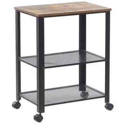 Servierwagen Schwarz Braun MDF Platte Metall 78 x 60 x 40 cm Modern Multifunktionell 2 Fächer Wohnzimmer Küche