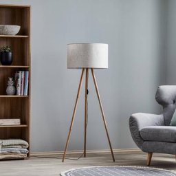 Euluna Stehlampe Tokyo, Holz-Dreibein buche/leinen natur