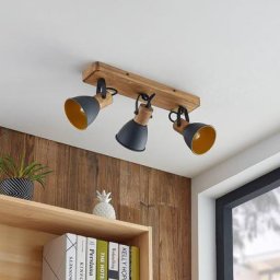 Lindby Merela Strahler, Holz, schwarz, dreiflammig