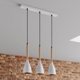 Euluna Hängeleuchte Muza, dreiflammig, weiß/Holz hell