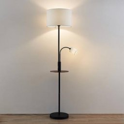 Lindby Aovan Stehlampe mit Ablage und USB, schwarz