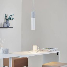 Euluna Hängeleuchte Tube, Beton, weiß, einflammig