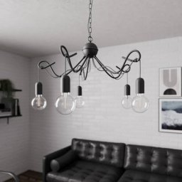 Lucande Jorna Hängeleuchte, 5-flammig, Kabel grau