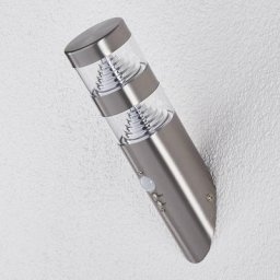 Lindby LED-Edelstahl-Außenwandleuchte Lanea schräg Sensor