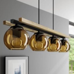 Lindby Enrique Balkenpendellampe, amber, 4-fl.