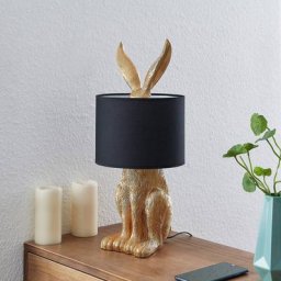 Lindby Lorentina Stoff-Tischlampe, Hase, gold