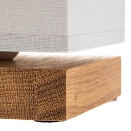 Euluna Tischleuchte Canvas, Eichenholz, eckig, grau