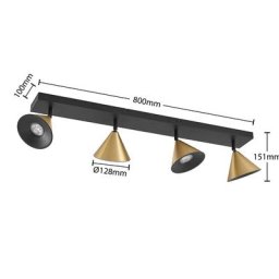 Lucande Kartio Deckenlampe, 4-fl.,neigbar, messing