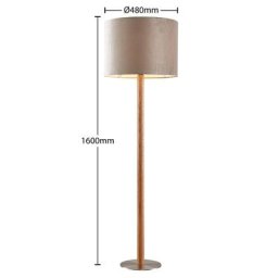 Lucande Heily Stehleuchte, Holz, rund 35 cm, grau