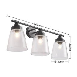 Lindby Carmalin Wandleuchte aus Glas, dreiflammig