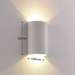 Lindby LED-Wandleuchte Jenke aus Gips, halbrund