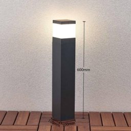 Lindby LED-Wegelampe Litas, eckig, dunkelgrau