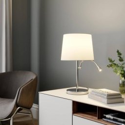 Lindby Stoff-Tischleuchte Benjiro mit LED-Leselampe
