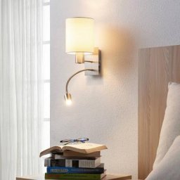 Lindby Shajan Stoffwandlampe mit LED-Leselicht