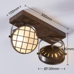 Lindby Rostbraune LED-Deckenleuchte Tamin, zweiflammig