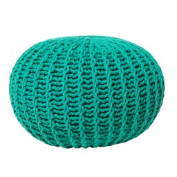 Pouf Smaragdgrün 100% Baumwolle Rund Elegant Modern