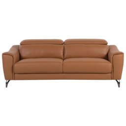 Sofa Hellbraun Echtleder 3-Sitzer Klassisch Wohnzimmer