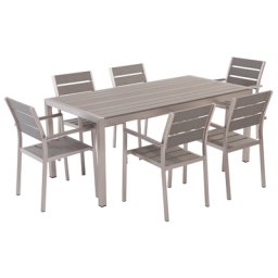 Gartenmöbel Set Grau Aluminium Kunstholz 6-Sitzer Minimalistisch Terrasse Outdoor